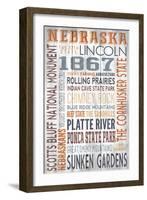 Nebraska - Barnwood Typography-Lantern Press-Framed Art Print