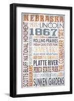 Nebraska - Barnwood Typography-Lantern Press-Framed Art Print