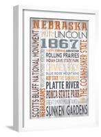 Nebraska - Barnwood Typography-Lantern Press-Framed Art Print