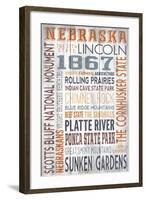 Nebraska - Barnwood Typography-Lantern Press-Framed Art Print