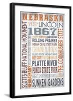 Nebraska - Barnwood Typography-Lantern Press-Framed Art Print