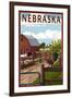 Nebraska - Barnyard Scene-Lantern Press-Framed Art Print