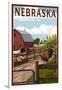 Nebraska - Barnyard Scene-Lantern Press-Framed Art Print