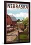 Nebraska - Barnyard Scene-Lantern Press-Framed Art Print