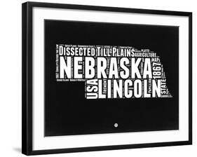 Nebraska Black and White Map-NaxArt-Framed Art Print