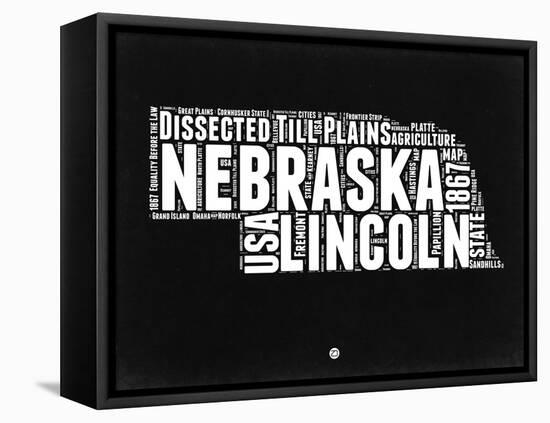 Nebraska Black and White Map-NaxArt-Framed Stretched Canvas