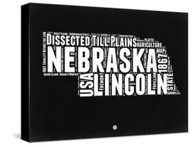 Nebraska Black and White Map-NaxArt-Stretched Canvas