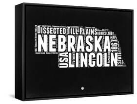 Nebraska Black and White Map-NaxArt-Framed Stretched Canvas