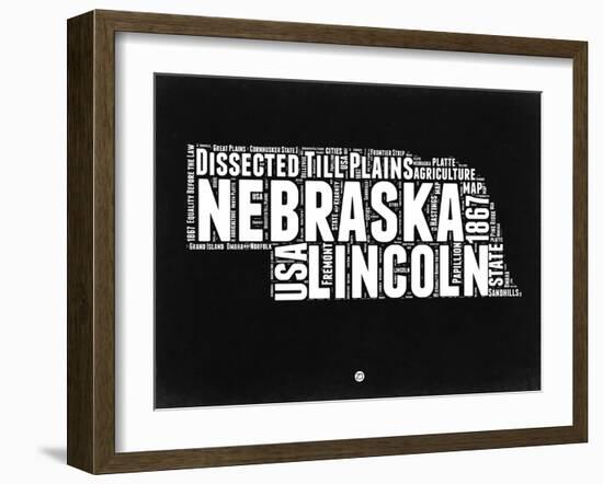 Nebraska Black and White Map-NaxArt-Framed Art Print