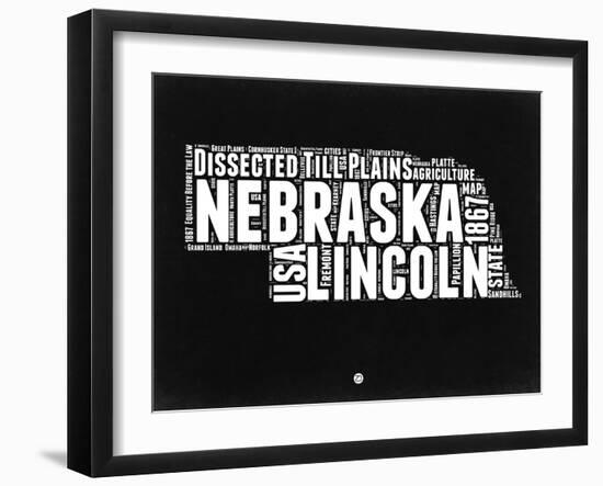 Nebraska Black and White Map-NaxArt-Framed Art Print