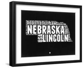 Nebraska Black and White Map-NaxArt-Framed Art Print