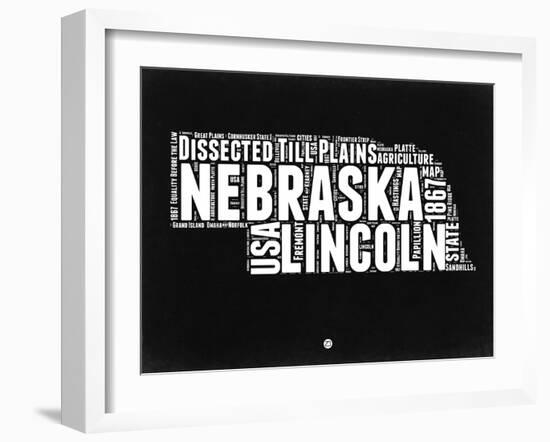 Nebraska Black and White Map-NaxArt-Framed Art Print