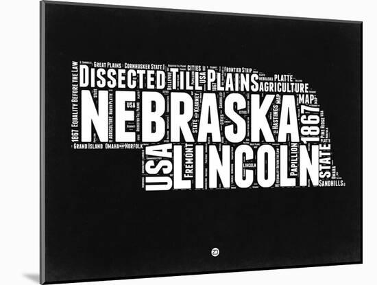 Nebraska Black and White Map-NaxArt-Mounted Art Print