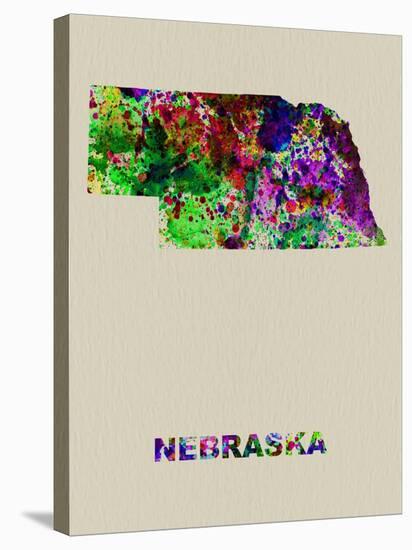 Nebraska Color Splatter Map-NaxArt-Stretched Canvas