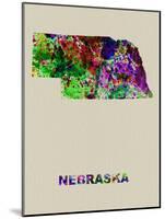 Nebraska Color Splatter Map-NaxArt-Mounted Art Print
