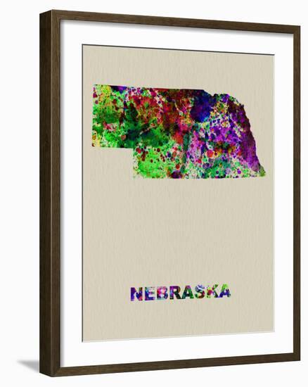 Nebraska Color Splatter Map-NaxArt-Framed Art Print