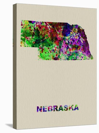 Nebraska Color Splatter Map-NaxArt-Stretched Canvas