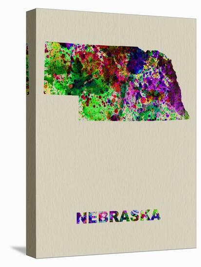Nebraska Color Splatter Map-NaxArt-Stretched Canvas