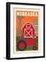 Nebraska - Country - Woodblock-Lantern Press-Framed Premium Giclee Print