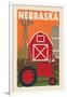 Nebraska - Country - Woodblock-Lantern Press-Framed Art Print