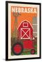 Nebraska - Country - Woodblock-Lantern Press-Framed Art Print