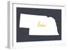 Nebraska - Home State - White on Gray-Lantern Press-Framed Art Print