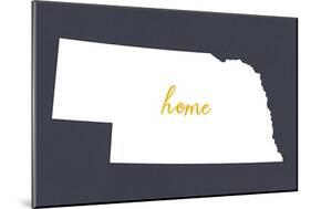 Nebraska - Home State - White on Gray-Lantern Press-Mounted Art Print