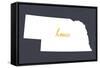 Nebraska - Home State - White on Gray-Lantern Press-Framed Stretched Canvas