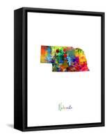 Nebraska Map-Michael Tompsett-Framed Stretched Canvas