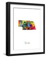 Nebraska Map-Michael Tompsett-Framed Art Print