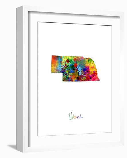 Nebraska Map-Michael Tompsett-Framed Art Print