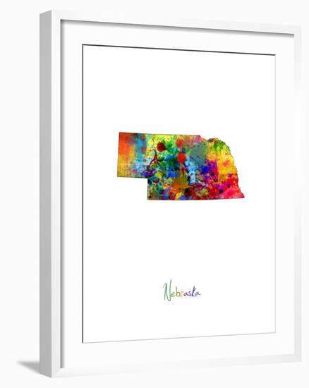 Nebraska Map-Michael Tompsett-Framed Art Print