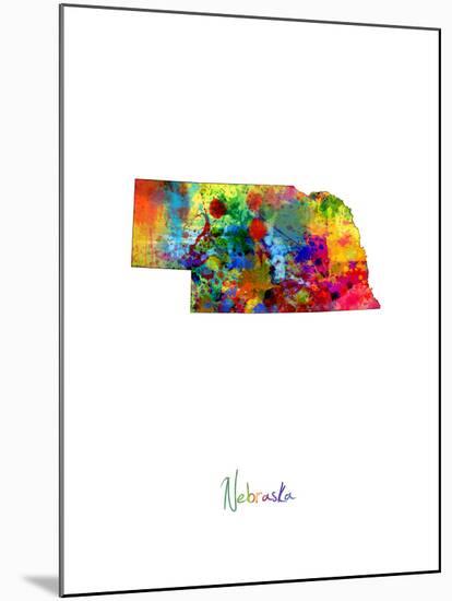 Nebraska Map-Michael Tompsett-Mounted Art Print