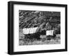 Nebraska, Scotts Bluff National Monument. Covered Wagons in Field-Dennis Flaherty-Framed Photographic Print
