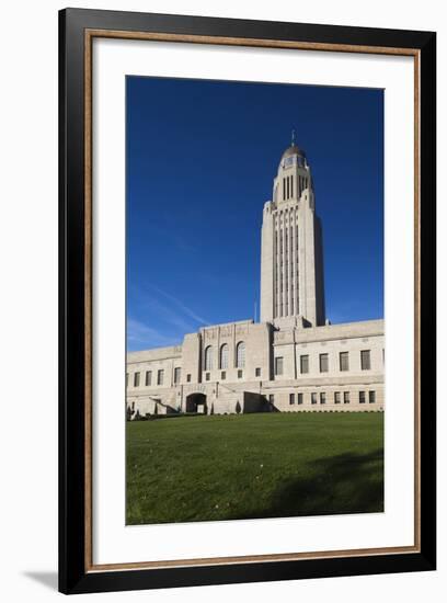 Nebraska State Capitol Exterior, Lincoln, Nebraska, USA-Walter Bibikow-Framed Photographic Print