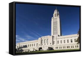 Nebraska State Capitol Exterior, Lincoln, Nebraska, USA-Walter Bibikow-Framed Stretched Canvas