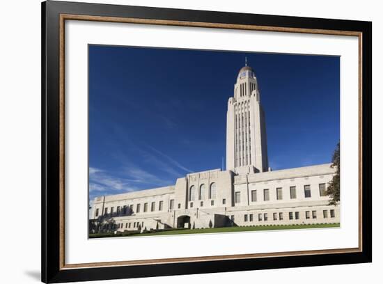 Nebraska State Capitol Exterior, Lincoln, Nebraska, USA-Walter Bibikow-Framed Photographic Print