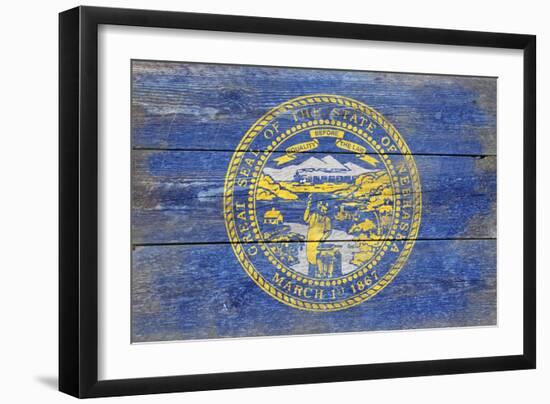 Nebraska State Flag - Barnwood Painting-Lantern Press-Framed Art Print