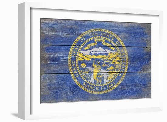 Nebraska State Flag - Barnwood Painting-Lantern Press-Framed Art Print