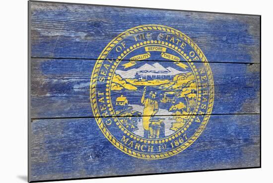 Nebraska State Flag - Barnwood Painting-Lantern Press-Mounted Art Print