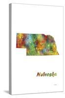 Nebraska State Map 1-Marlene Watson-Stretched Canvas