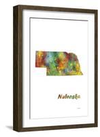 Nebraska State Map 1-Marlene Watson-Framed Giclee Print