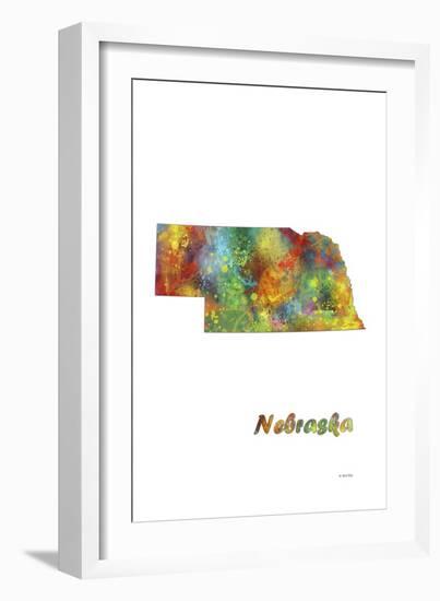 Nebraska State Map 1-Marlene Watson-Framed Giclee Print