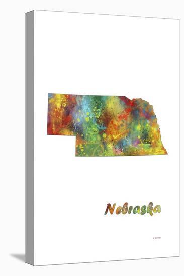 Nebraska State Map 1-Marlene Watson-Stretched Canvas