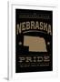 Nebraska State Pride - Gold on Black-Lantern Press-Framed Art Print