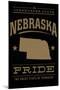 Nebraska State Pride - Gold on Black-Lantern Press-Mounted Art Print