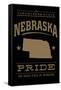 Nebraska State Pride - Gold on Black-Lantern Press-Framed Stretched Canvas