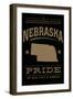 Nebraska State Pride - Gold on Black-Lantern Press-Framed Art Print