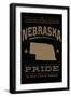 Nebraska State Pride - Gold on Black-Lantern Press-Framed Art Print