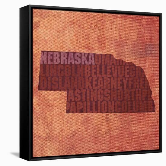 Nebraska State Words-David Bowman-Framed Stretched Canvas